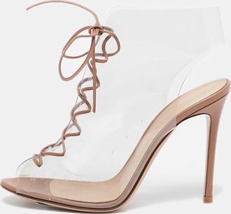 Gianvito Rossi Beige Pvc And Leather Helmut Ankle Boots