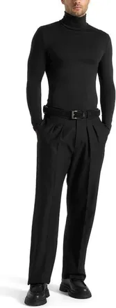 Mani&egrave;re De Voir Long Sleeve Roll Neck Top in Black at Nordstrom, Size X-Small