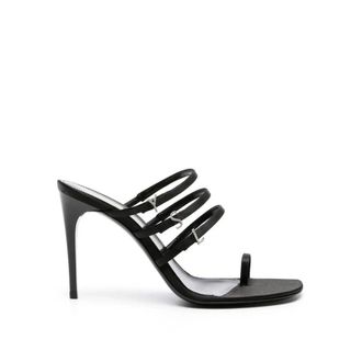 Saint Laurent Black Silk Stiletto Heel Womens Sandals