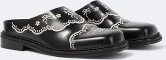 Simone Rocha Embroidered floral leather mules
