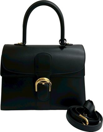 Delvaux Black Leather Handbag Shoulder Bag Tote Bag (Pre-Owned)