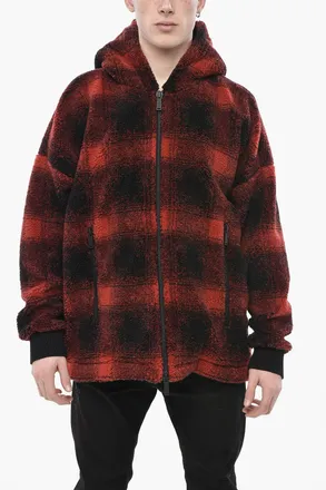 Dsquared2 Buffalo-Check Sherpa Jacket with Hood Dsquared2