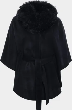 Gorski Select Wool Belted Cape with Select Lamb Collar