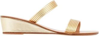 Ancient Greek Sandals Gouden Lage Sleehak Sandaal Melia - Dames - Sleehakken - Geel - 41 EU - Leer - Schoenen