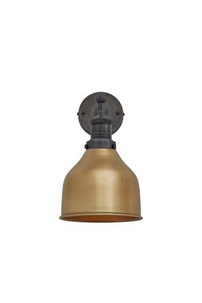 Industville Brooklyn Cone Wall Light, 7 Inch, Brass, Pewter Holder in Bronze
