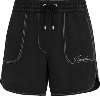 Amiri Contrast-stitch Linen-blend Shorts - Black - XL