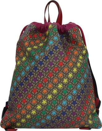 Gucci Childrens Drawstring Printed Gg Coated Canvas Multicolour Canvas Backpack Bag (Pre-Owned)