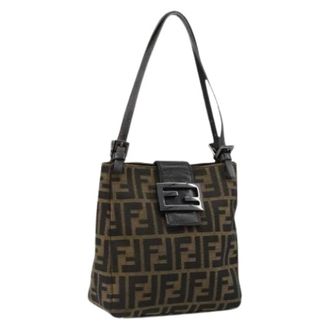 Fendi Pre-owned Shoulder Bags, female, Brown, Size: ONE SIZE Pre-owned Zucca Canvas Hand Bag