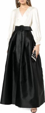 Sachin & Babi Zoe Gown Mikado Ball Skirt In Ivory/black