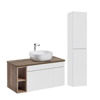 Petits Meubles Conjunto mueble lavabo individual tableros laminados blanco