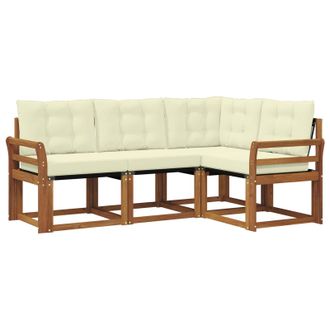 vidaXL Conjunto De Sof&aacute;s De Exterior Con Coj&iacute;n 4 Pcs Natural Y Crema Vidaxl