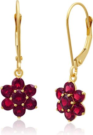 MAX + STONE Solid 14K Yellow or White Gold Gemstone Flower Shape Dangle Earrings