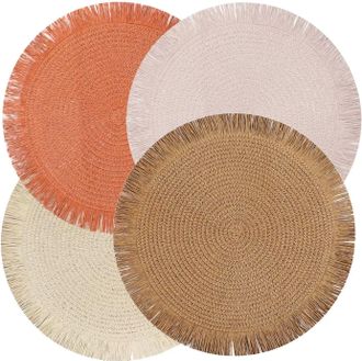 OEM Juego De 4 Manteles Individuales Redondos De Estilo Bohemio Con Delicadas Borlas, Duraderos, Resistentes Al Calor Y Antideslizantes Cubiertos No Inclu