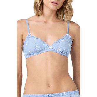 Florence By Mills Eyelet Cotton Bralette in Blue Jet Stream at Nordstrom Rack, Size Xx-Large