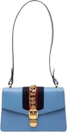 Gucci Pre-owned Shoulder Bags, female, Blue, Size: ONE SIZE Pre-owned Leather Shoulder Bag