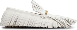 Tod's logo-plaque franged leather loafers - women - Calf Leather/Rubber/Calf Leather/Calf Leather - 35.5 - White