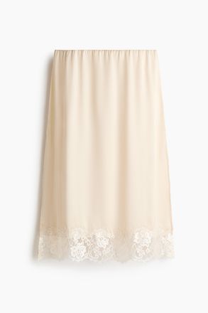 H&M Jupe mit Spitzenbesatz - Hellbeige