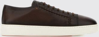 Santoni Grained Leather Low-Top Sneakers with Embossed Logo