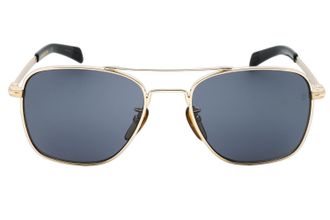 David Beckham Rectangular Metal Frame Sunglasses - Gold
