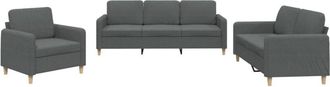 vidaXL Vidaxl - Juego De Sof&aacute;s Con Cojines 3 Piezas Tela Gris Oscuro
