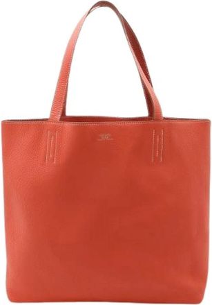 Herm&egrave;s Pre-owned Double Sens 36 Taurillon Clemence Tote Bag - Dames - Vintage Shopper - Rood - ONE Size - Leer - Vintage