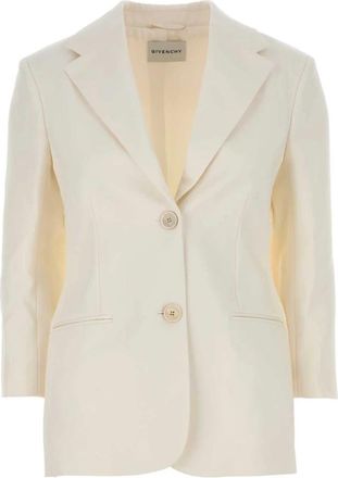 Givenchy Enkelrijdig Jasje met 2 Knopen - Dames - Blazers - Wit - XS - Leer - Jassen