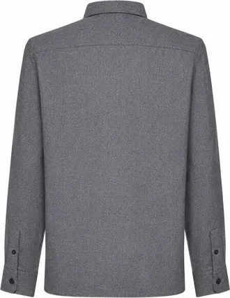 Brunello Cucinelli Mens Overshirt Virgin Wool Grey Shirt