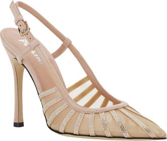 Pollini Womens Slingback Pumps Pink Leather Heel Polyamide