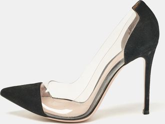 Gianvito Rossi Black Pvc And Suede Plexi Pumps