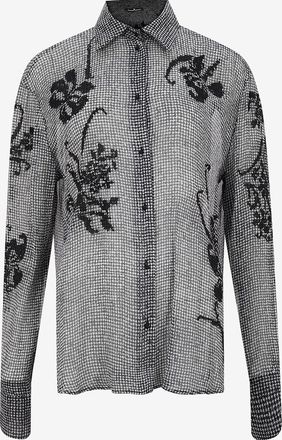 Ermanno Scervino Transparentes Hemd aus besticktem Cr&ecirc;pe mit Karomuster