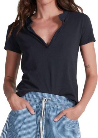 ASKK NY Classic Henley Top In Stone Black