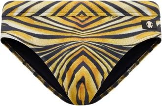 Roberto Cavalli Slip bikini a vita alta con stampa zebra - - Swimwear - Uomo - Giallo - L