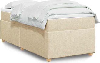 vidaXL Cama Box Spring Con Colch&oacute;n Tela Color Crema 100x200 Cm Vidaxl