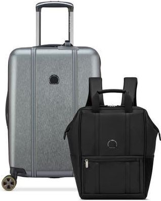 DELSEY Paris Cadence 2 Piece Set 20 Carry On & 14 Laptop Backpack in Brushed Silver at Nordstrom
