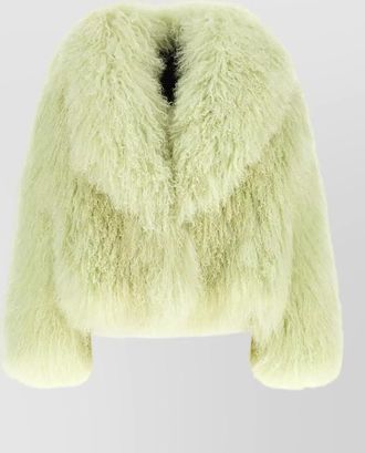 BLANCHA shearling curly-texture shawl-collar jacket