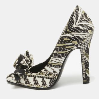 Roberto Cavalli Multicolor Printed Fabric Bow Pumps