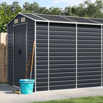 Berkfield Home Garden Shed Anthracite 191x980x198 cm Galvanised Steel in Black | Size: 191 x 980 x 198 cm