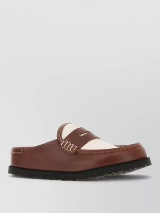 Birkenstock leather raffia loafers