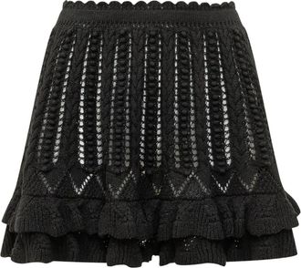 Isabel Marant Nelle Frilly Knit Skirt - Dames - Korte rokken - Zwart - S - Katoen - Rokken