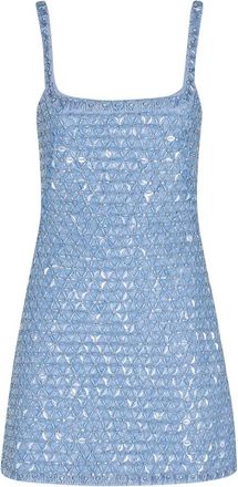 SIMKHAI Ziva Mini Jurk - Dames - Feestkleedjes - Blauw - XS - Katoen - Kleedjes
