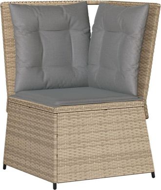 vidaXL Vidaxl - Sill&oacute;n De Esquina De Jard&iacute;n Con Cojines Rat&aacute;n Sint&eacute;tico Beige