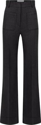 Victoria Beckham Alina Broeken - Dames - Wijde Broeken - Grijs - XS - Wol - Broeken