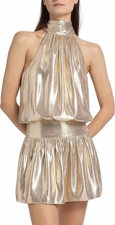 Ramy Brook Alexi Metallic Halter Mini Dress In Gold