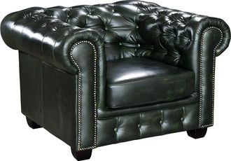 Vente-Unique Sill&oacute;n chesterfield BRENTON 100% piel de b&uacute;falo - Verde