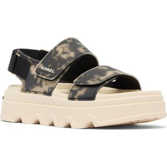 Sorel Kinetic Sunchase Slingback Sandal in Black/Chalk at Nordstrom, Size 10