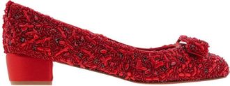 Ferragamo Vara Embellished Ballet Pumps, Size 7 C