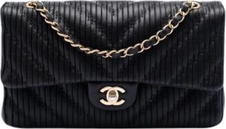 Chanel Pre-owned Pleated Shoulder Bag - Dames - Vintage Schoudertas - Zwart - ONE Size - Leer - Vintage
