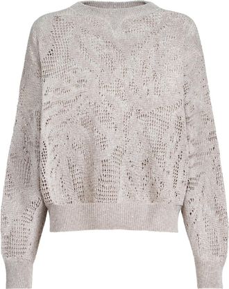 Brunello Cucinelli Dazzling water lilies sweater in Cool Beige at Nordstrom, Size Xx-Small Eu