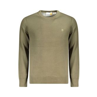 Timberland Round-neck Knitwear, male, Green, Size: 2XL Green Cotton Knit Sweater