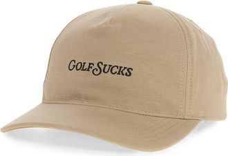 Travis Mathew Golf Sucks Six-Panel Snapback Cap in Weathered Teak at Nordstrom